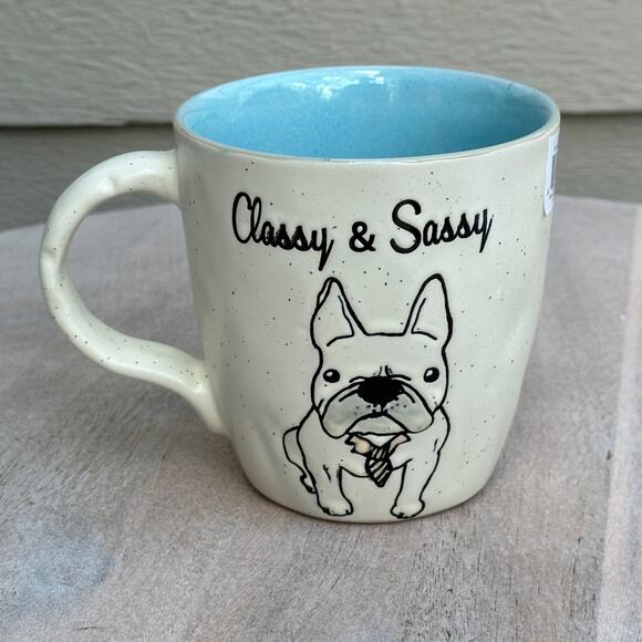 Large Coffee Mug Classy & Sassy French Kisses Series. Frenchie With Necktie New - Picture 1 of 11